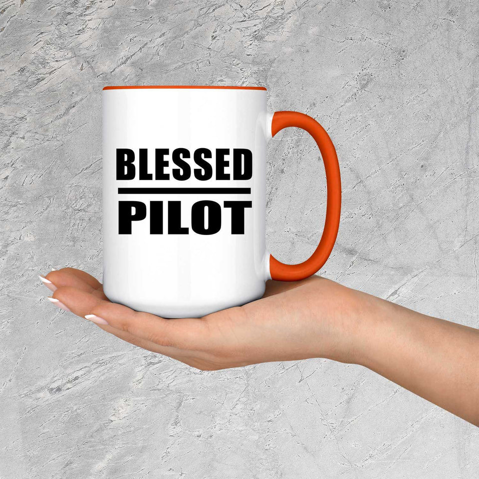 Blessed Pilot - 15oz Accent Mug Orange