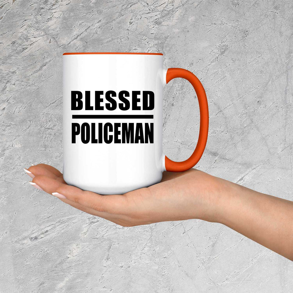 Blessed Policeman - 15oz Accent Mug Orange