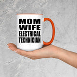 Mom Wife Electrical Technician - 15oz Accent Mug Orange
