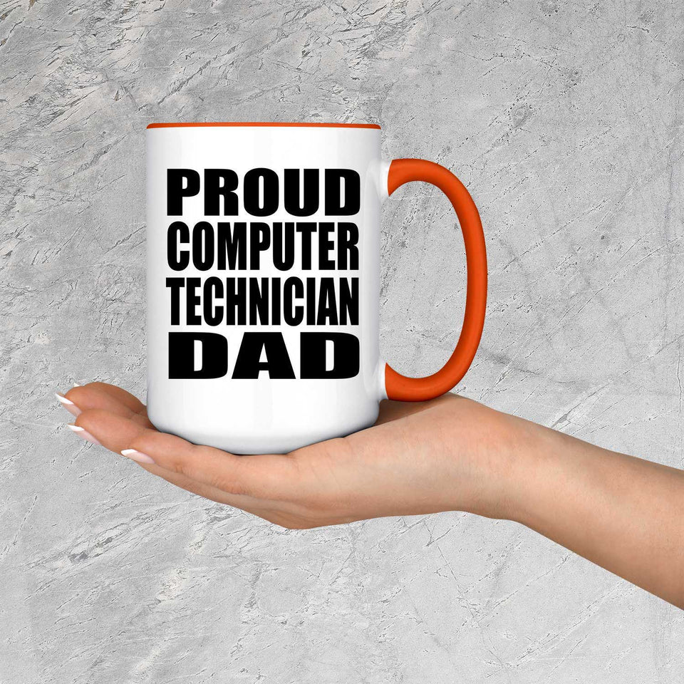 Proud Computer Technician Dad - 15oz Accent Mug Orange