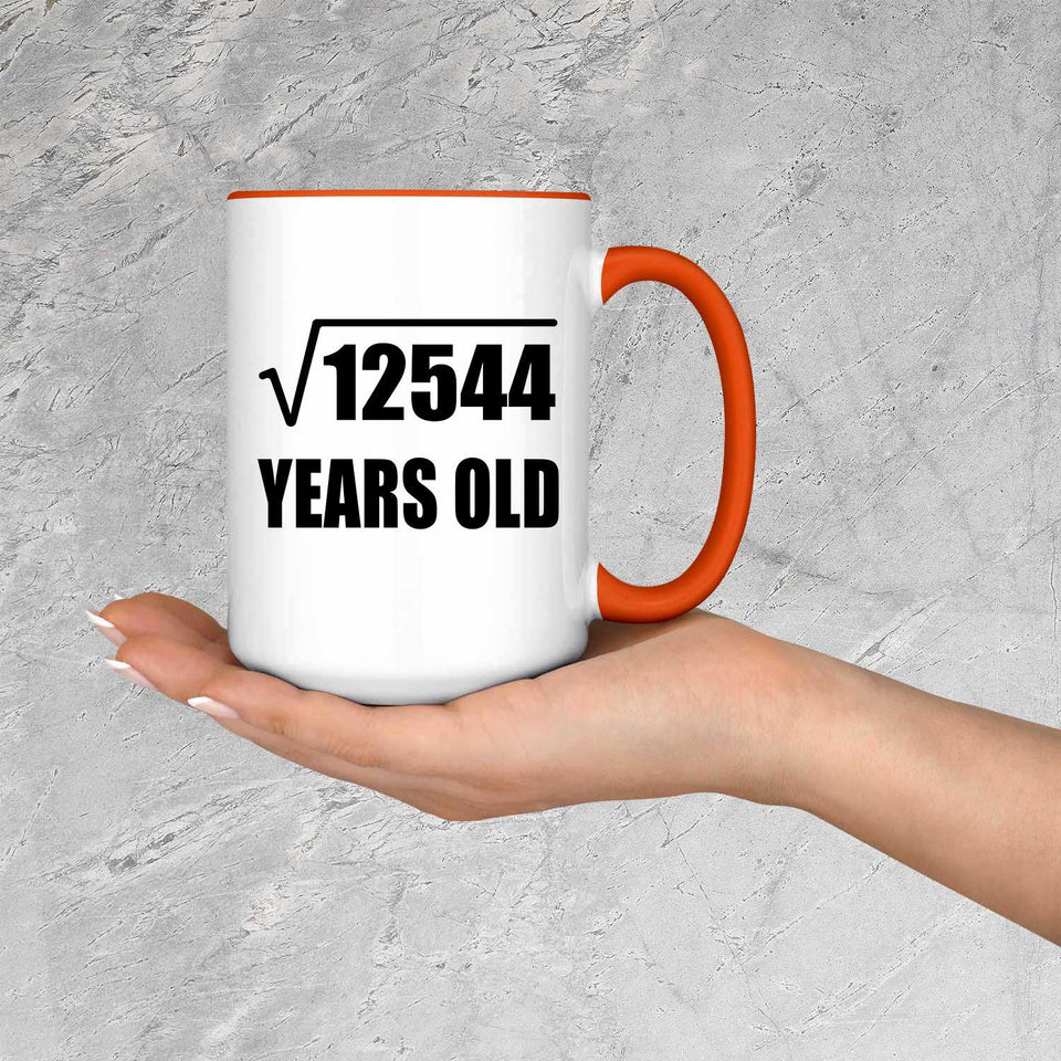 112th Birthday Square Root of 12544 Years Old - 15oz Accent Mug Orange