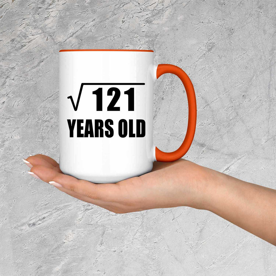 11th Birthday Square Root of 121 Years Old - 15oz Accent Mug Orange