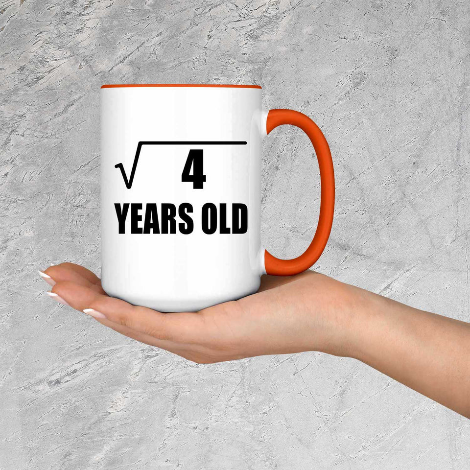 2nd Birthday Square Root of 4 Years Old - 15oz Accent Mug Orange