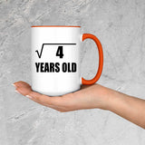 2nd Birthday Square Root of 4 Years Old - 15oz Accent Mug Orange