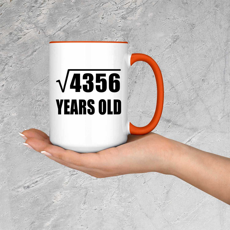 66th Birthday Square Root of 4356 Years Old - 15oz Accent Mug Orange