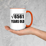 81st Birthday Square Root of 6561 Years Old - 15oz Accent Mug Orange