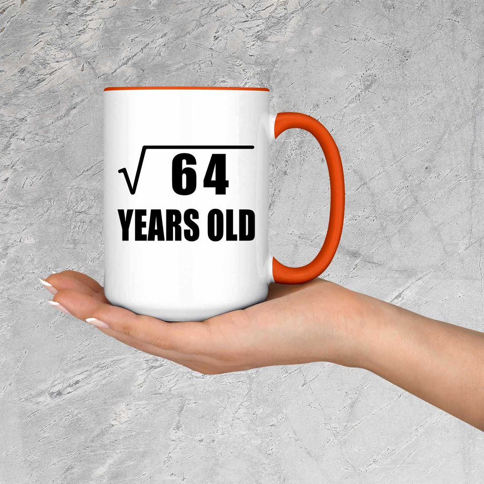 8th Birthday Square Root of 64 Years Old - 15oz Accent Mug Orange