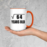 8th Birthday Square Root of 64 Years Old - 15oz Accent Mug Orange