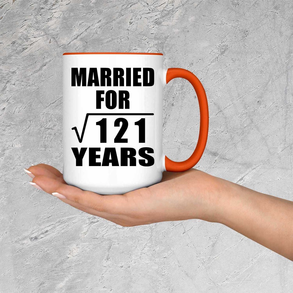 11th Anniversary Married For Square Root of 121 Years - 15oz Accent Mug Orange
