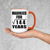 12th Anniversary Married For Square Root of 144 Years - 15oz Accent Mug Orange