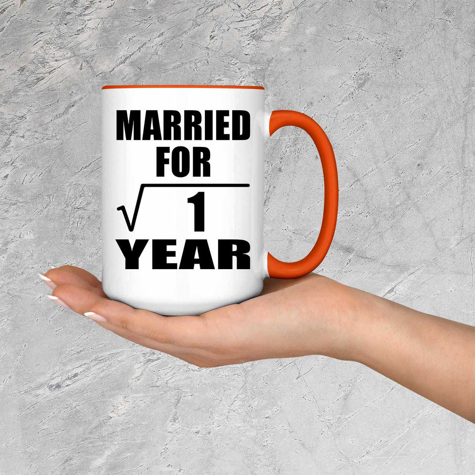 1st Anniversary Married For Square Root of 1 Year - 15oz Accent Mug Orange