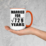 27th Anniversary Married For Square Root of 729 Years - 15oz Accent Mug Orange