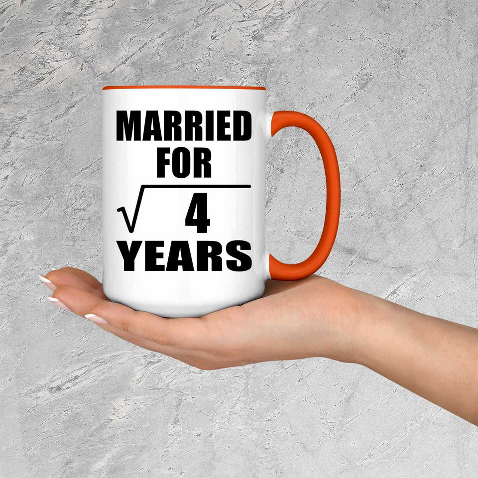 2nd Anniversary Married For Square Root of 4 Years - 15oz Accent Mug Orange