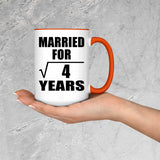 2nd Anniversary Married For Square Root of 4 Years - 15oz Accent Mug Orange