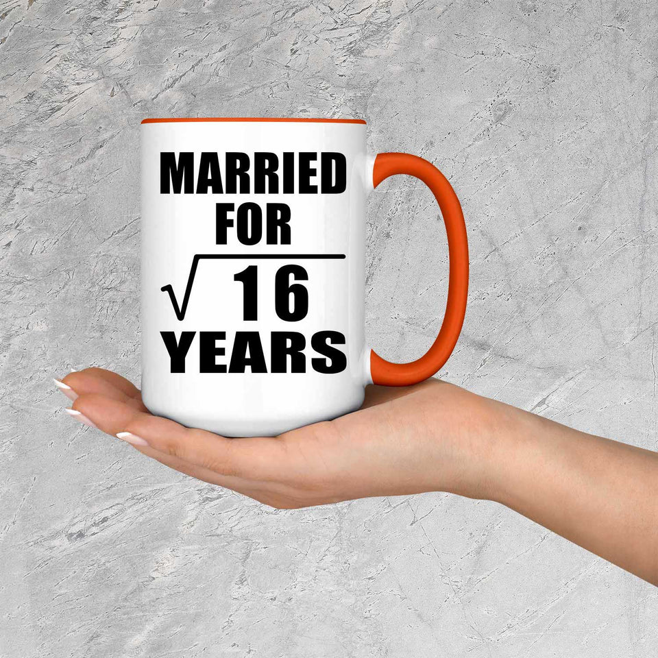 4th Anniversary Married For Square Root of 16 Years - 15oz Accent Mug Orange