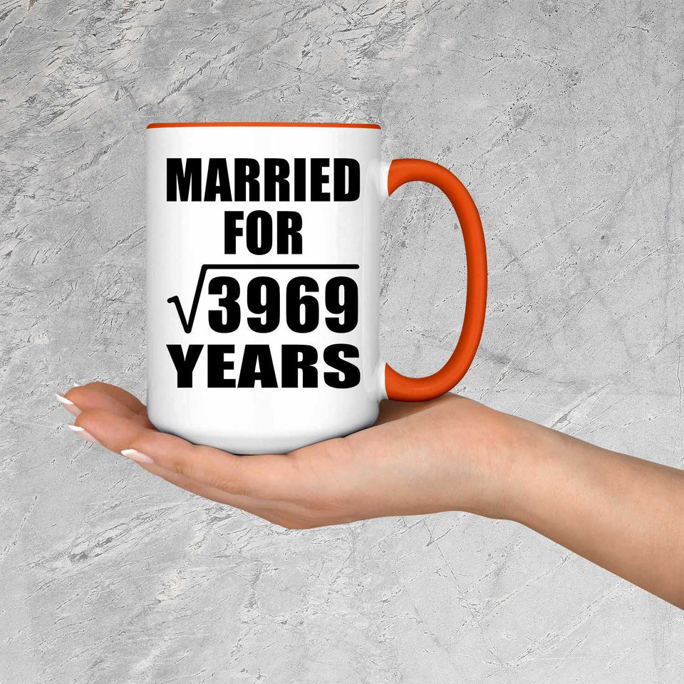 63rd Anniversary Married For Square Root of 3969 Years - 15oz Accent Mug Orange