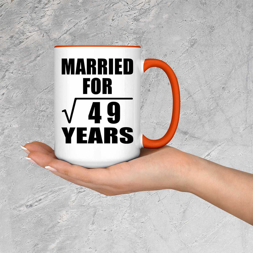 7th Anniversary Married For Square Root of 49 Years - 15oz Accent Mug Orange