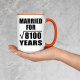 90th Anniversary Married For Square Root of 8100 Years - 15oz Accent Mug Orange