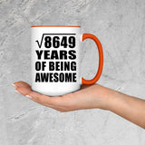 93rd Birthday Square Root of 8649 Years of Being Awesome - 15oz Accent Mug Orange