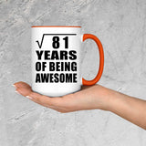 9th Birthday Square Root of 81 Years of Being Awesome - 15oz Accent Mug Orange