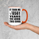 81st Birthday Took Square Root of 6561 Years To Look Good - 15oz Accent Mug Orange