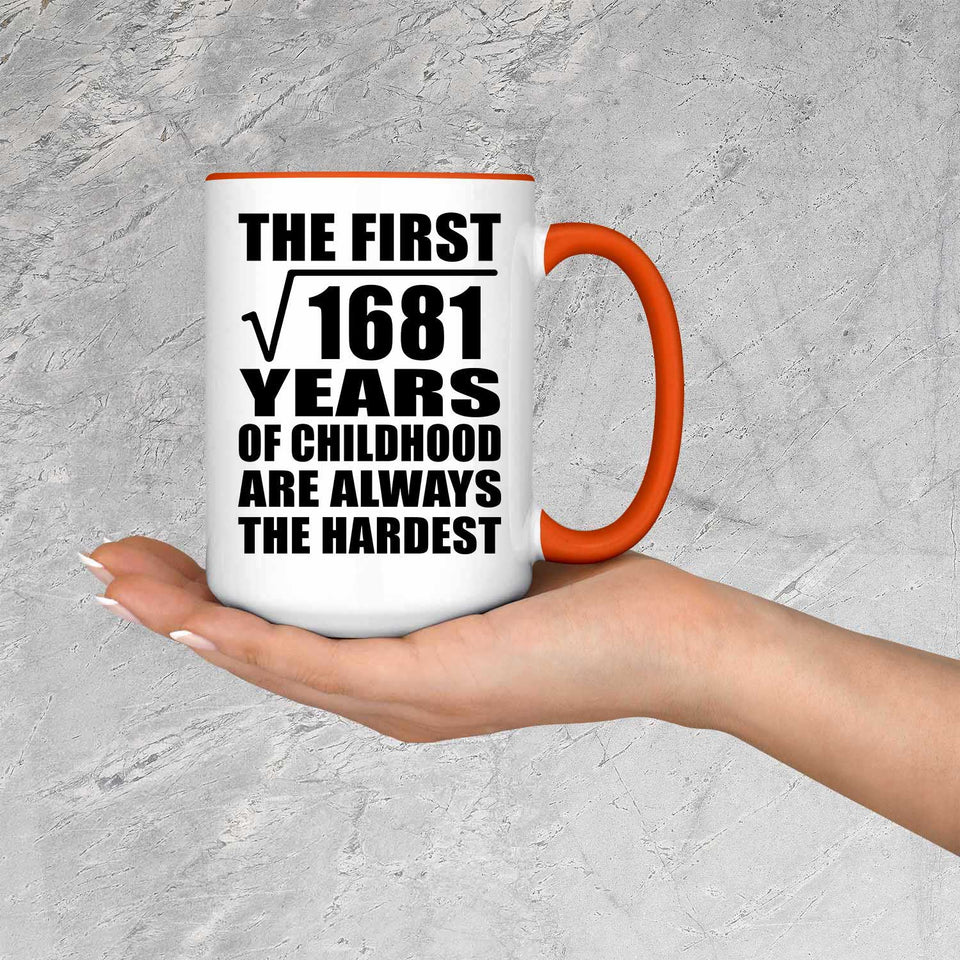 41st Birthday Square Root of 1681 Years of Childhood - 15oz Accent Mug Orange