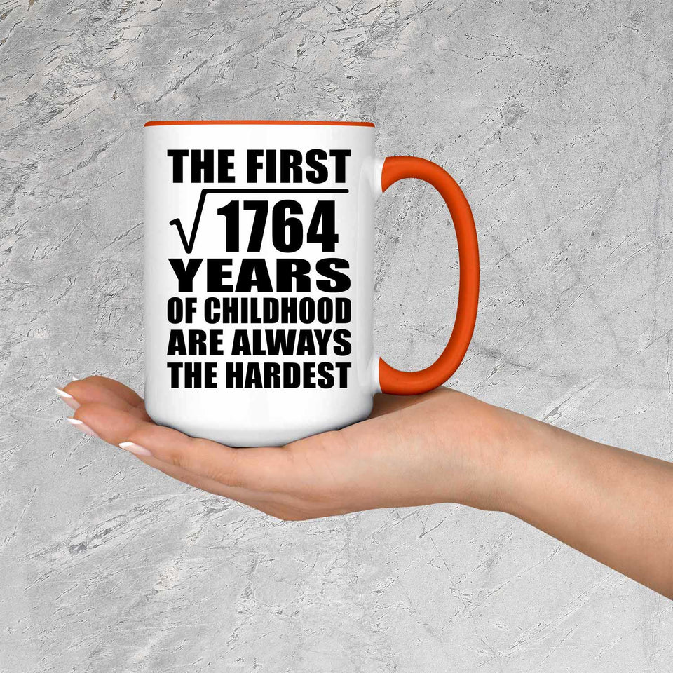 42nd Birthday Square Root of 1764 Years of Childhood - 15oz Accent Mug Orange