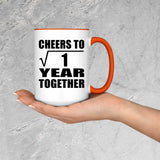 1st Anniversary Cheers To  Square Root of 1 Year Together - 15oz Accent Mug Orange