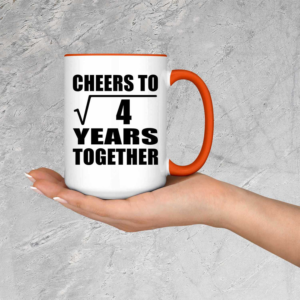 2nd Anniversary Cheers To Square Root of 4 Years Together - 15oz Accent Mug Orange