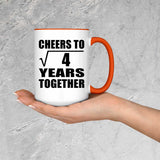 2nd Anniversary Cheers To Square Root of 4 Years Together - 15oz Accent Mug Orange