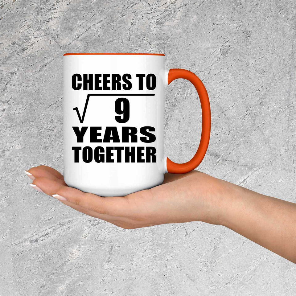 3rd Anniversary Cheers To Square Root of 9 Years Together - 15oz Accent Mug Orange