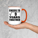 3rd Anniversary Cheers To Square Root of 9 Years Together - 15oz Accent Mug Orange