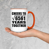 81st Anniversary Cheers To Square Root of 6561 Years Together - 15oz Accent Mug Orange