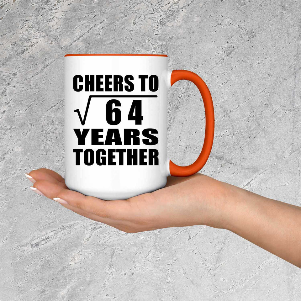 8th Anniversary Cheers To Square Root of 64 Years Together - 15oz Accent Mug Orange