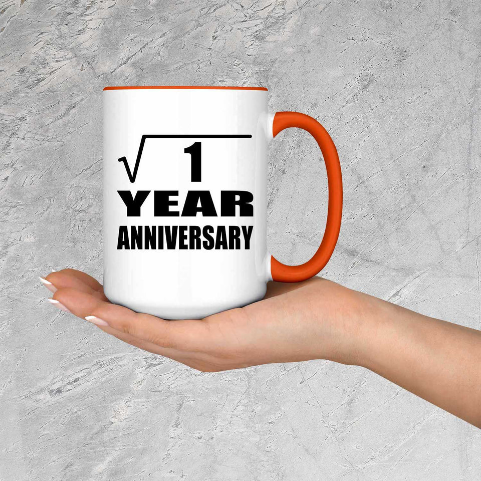 1st Anniversary Square Root of 1 Year Anniversary - 15oz Accent Mug Orange