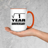 1st Anniversary Square Root of 1 Year Anniversary - 15oz Accent Mug Orange