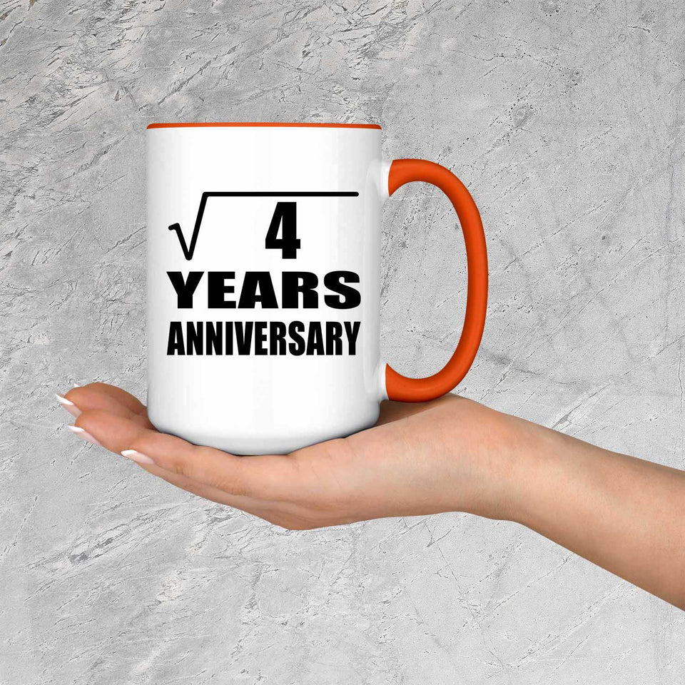 2nd Anniversary Square Root of 4 Years Anniversary - 15oz Accent Mug Orange