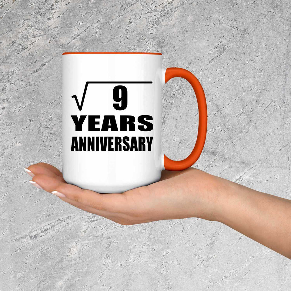 3rd Anniversary Square Root of 9 Years Anniversary - 15oz Accent Mug Orange
