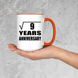 3rd Anniversary Square Root of 9 Years Anniversary - 15oz Accent Mug Orange