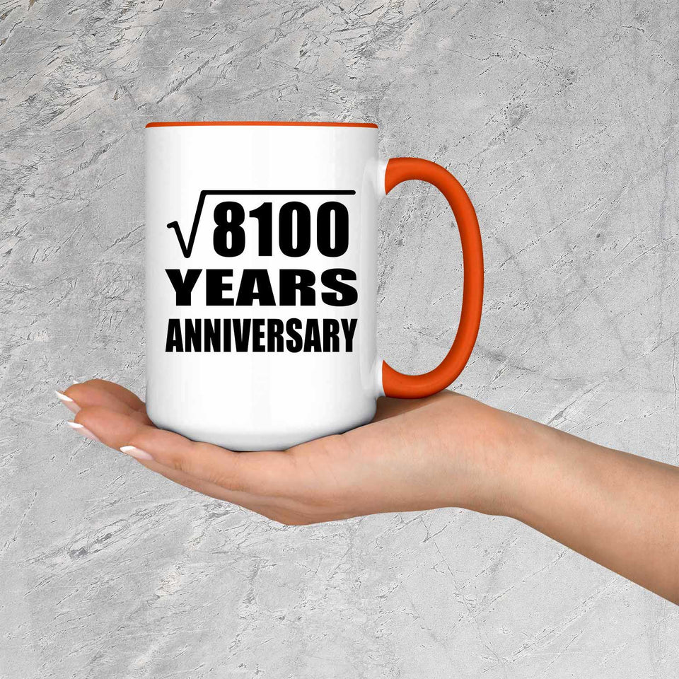 90th Anniversary Square Root of 8100 Years Anniversary - 15oz Accent Mug Orange