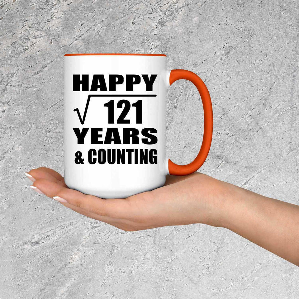 Happy 11th Anniversary Square Root of 121 Years & Counting - 15oz Accent Mug Orange
