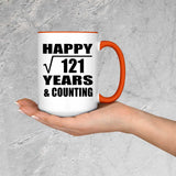 Happy 11th Anniversary Square Root of 121 Years & Counting - 15oz Accent Mug Orange