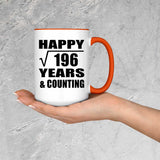 Happy 14th Anniversary Square Root of 196 Years & Counting - 15oz Accent Mug Orange
