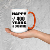 Happy 20th Anniversary Square Root of 400 Years & Counting - 15oz Accent Mug Orange