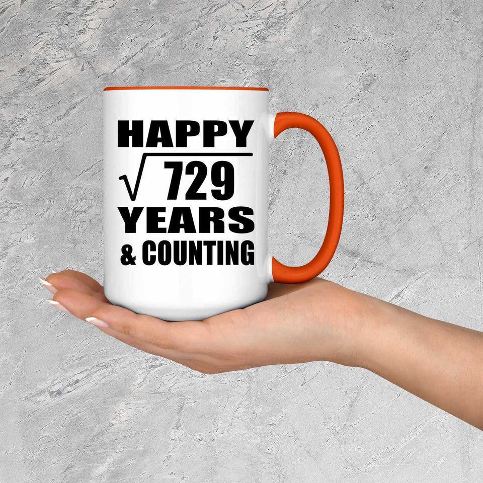Happy 27th Anniversary Square Root of 729 Years & Counting - 15oz Accent Mug Orange