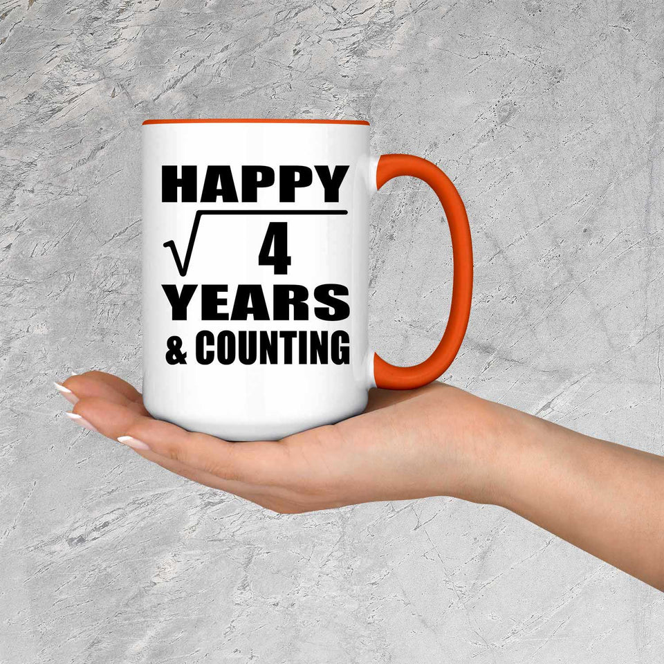 Happy 2nd Anniversary Square Root of 4 Years & Counting - 15oz Accent Mug Orange