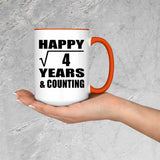 Happy 2nd Anniversary Square Root of 4 Years & Counting - 15oz Accent Mug Orange