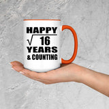 Happy 4th Anniversary Square Root of 16 Years & Counting - 15oz Accent Mug Orange