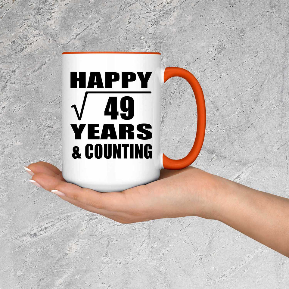 Happy 7th Anniversary Square Root of 49 Years & Counting - 15oz Accent Mug Orange