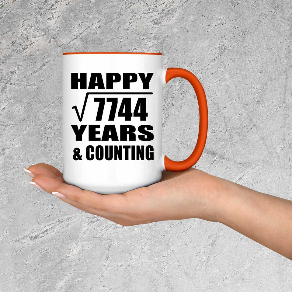Happy 88th Anniversary Square Root of 7744 Years & Counting - 15oz Accent Mug Orange